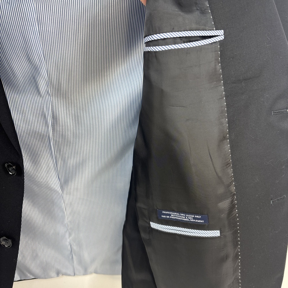 Tommy Hilfiger Suit Jacket Mens Size 42L Black 100% Wool Spirts Coat Blazer‎ - Picture 9 of 12